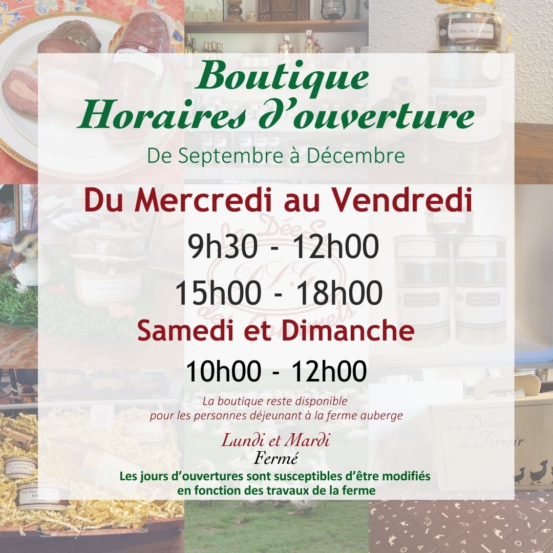 horaire boutique